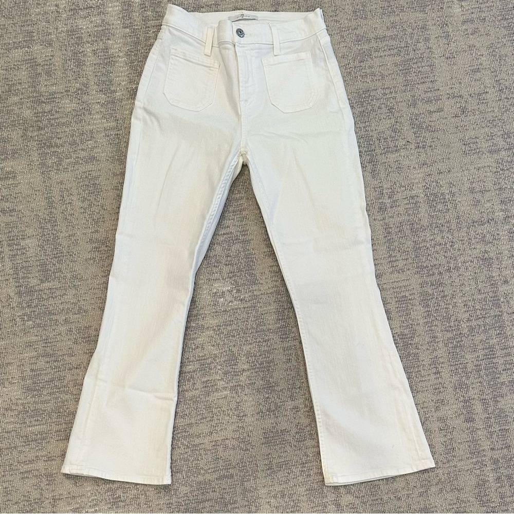 7 For All Mankind white crop jeans